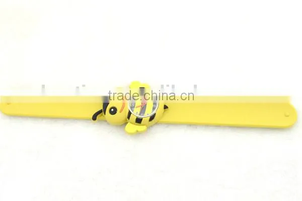 cute bee slap watch glass face quartz movt silicone strap gift wrap slap watch