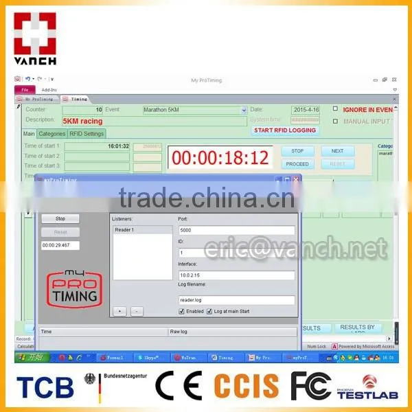 UHF RFID Timing Software for sport race