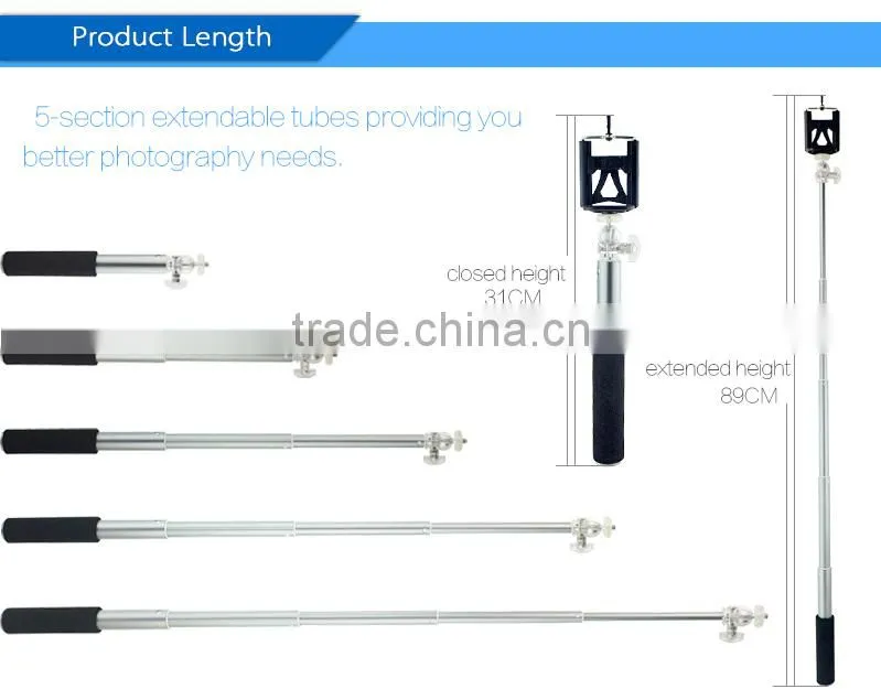 Travel tourism stable 5 section selfie stick monopod
