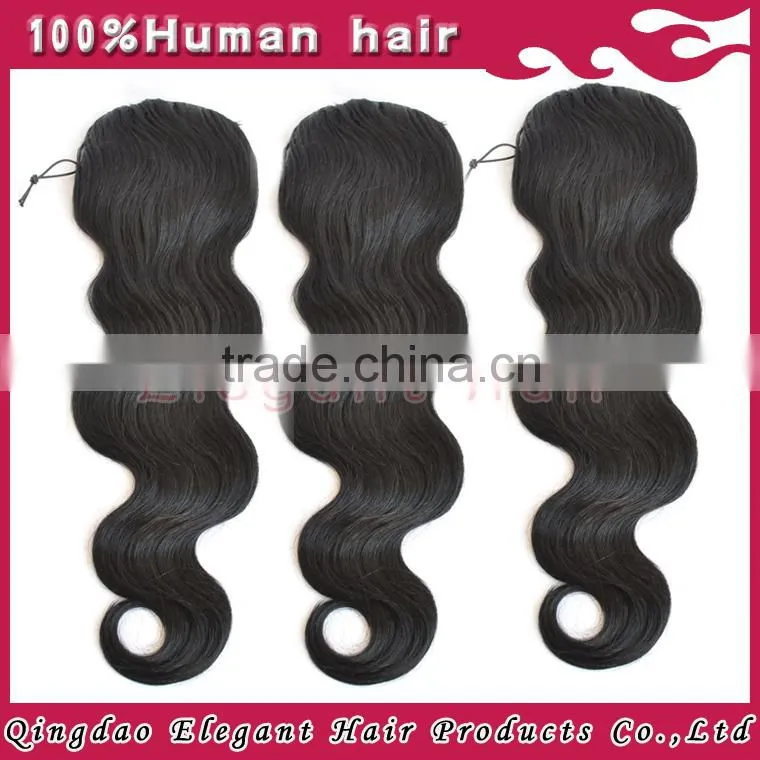 Indian Remy Hair Drawstring Ponytail With Clip, Wrap Around Human Hair Ponytail