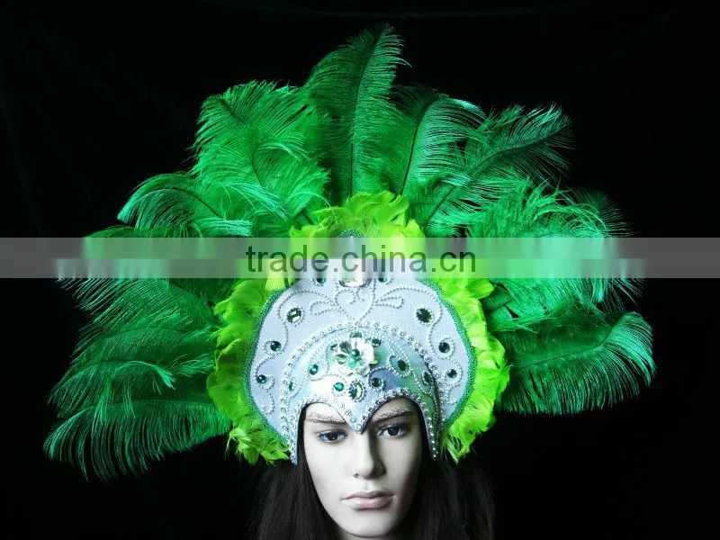 Green Ostrich Feather with Princess Headdress, Indian Headdress