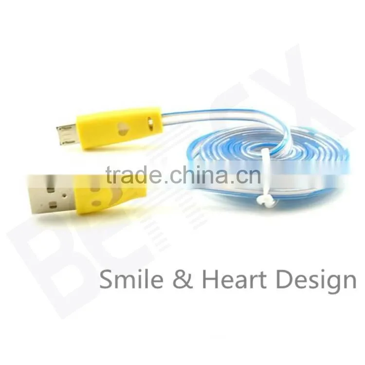 Android Universal Smile Flat Noodle Micro USB Dc Charging Cable