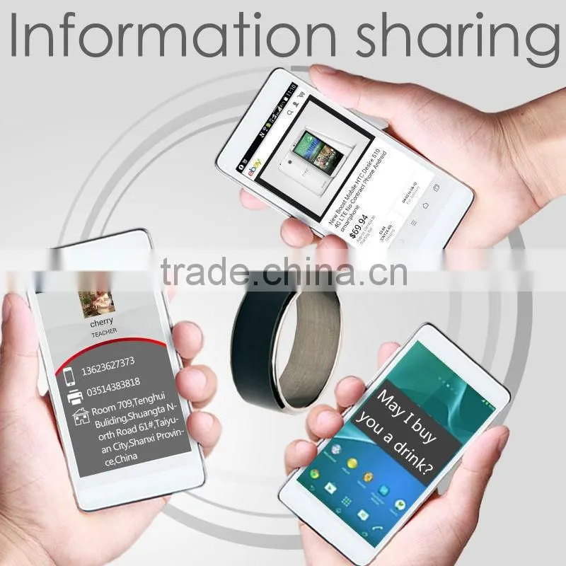 Multi-function titanium material smart ring, share/unlock/trasmit functions nfc smart ring for nfc phone