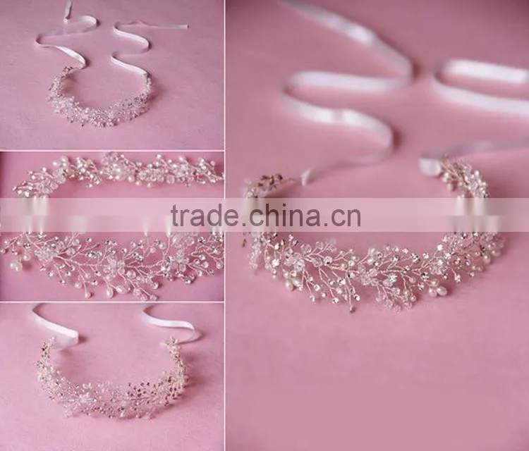 Luxury Handmade Rhinestone Pearl Hair Band New Brand Bridal Hair Accessories