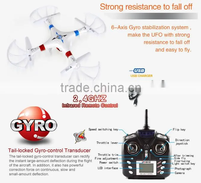 63cm Big hd camera quadrocopter,4ch 6 axis gyro flying camera drone with compass function