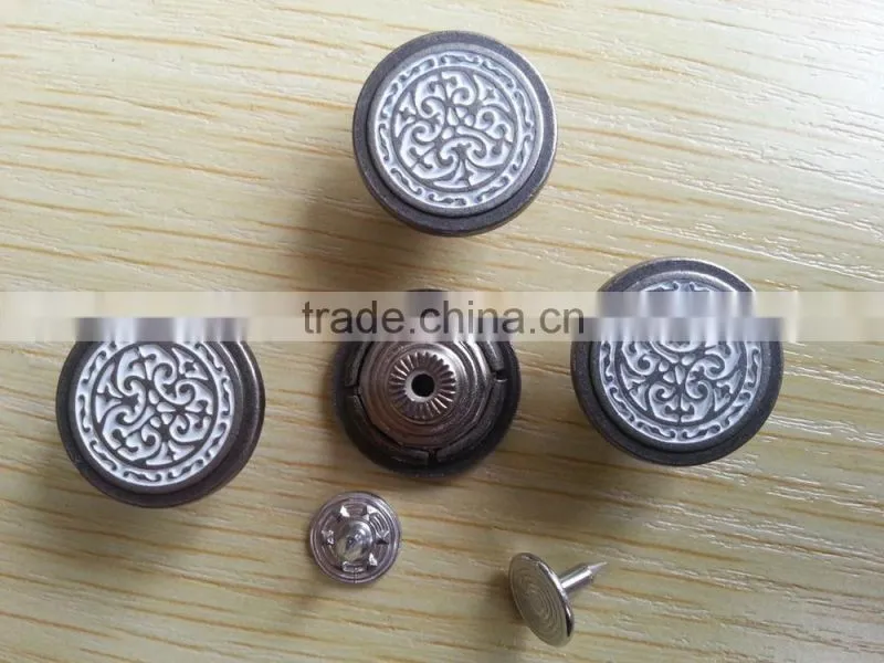 White Enameled Zinc Alloy Cap Jeans Button -- JB1412002