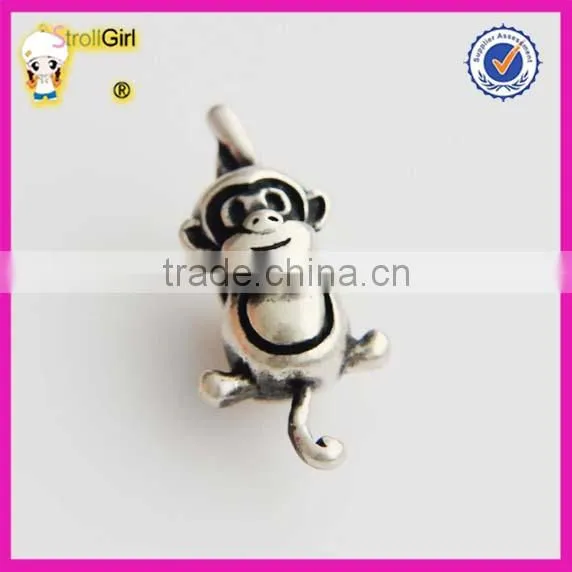 Animal charm sterling silver 925 Lovely Monkey beads fit European Bracelet