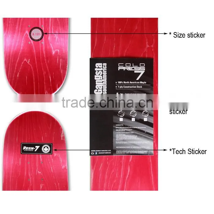 CMYK skateboard boards, 100% maple medium concave skateboard decks