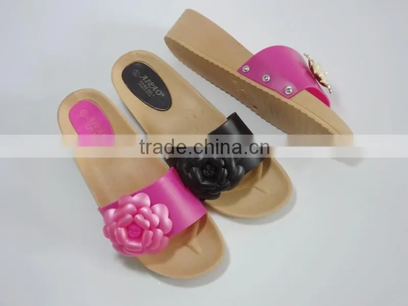 2015 New Design Design High Heel Flower women PCU Slippers