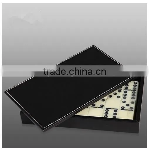 Black Sewing pu Leather Domino Set Box