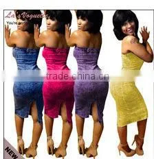 2014 Ladies modest new designer colorful sexy women denim slim dress