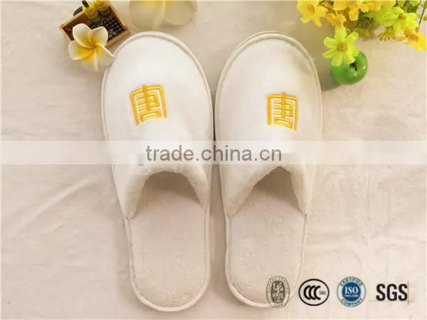 Star hotel senior cut pile bathroom slipper with gold embroidary logo