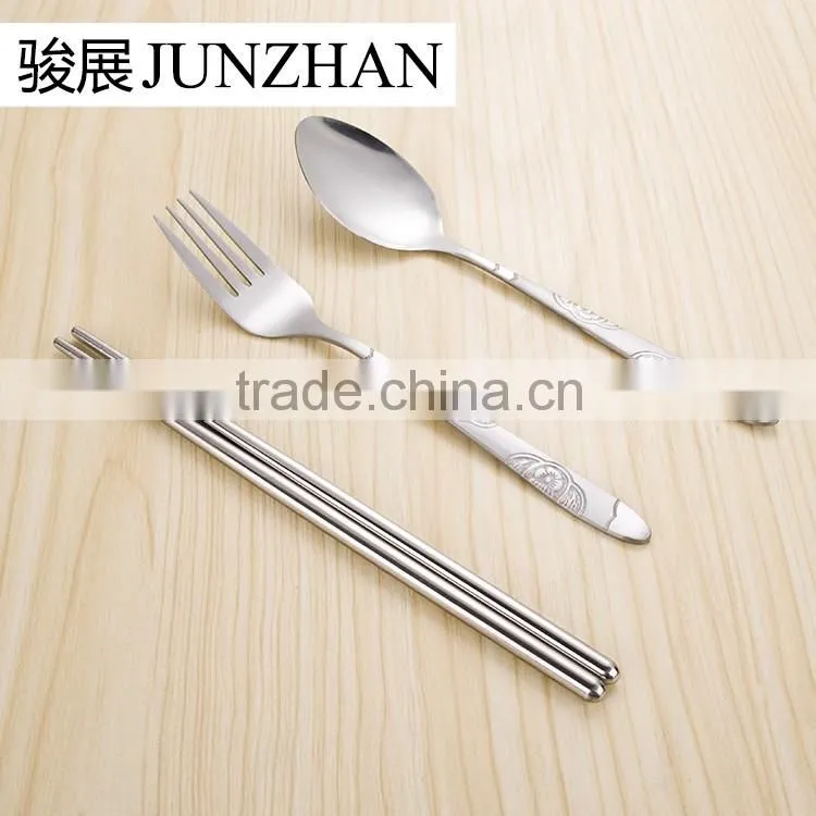 Stainless Steel Travel cutlery spoon and chopsticks with water-proof cloth bag packing