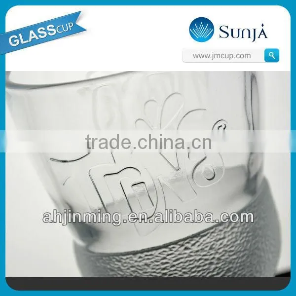 Novelty Embossed Glass Drinking Mug Machine Pressed Glasses