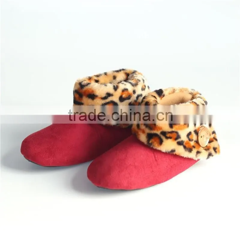 Sex ladies slipper microsuede boots with button
