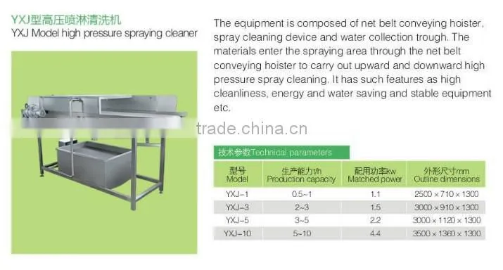 1 ton YXJ-1 Model high pressure spraying cleaner(Industrial fruits washer)