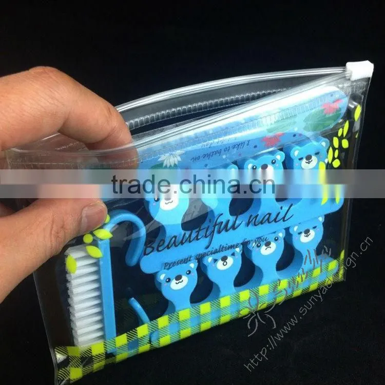 Pedicure set including nail file,toe spacers,nail brush