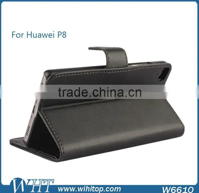 High Grade Folio Style PU Leather Flip Back Cover Wallet Case for Huawei P8
