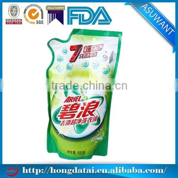 FDA certificated cheap stand up liquid laundry detergent packing bag