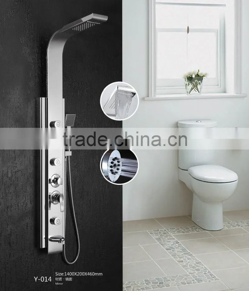 bathroom fittings luxury mirror finish 304 stainless steel set column shower panel Y-014