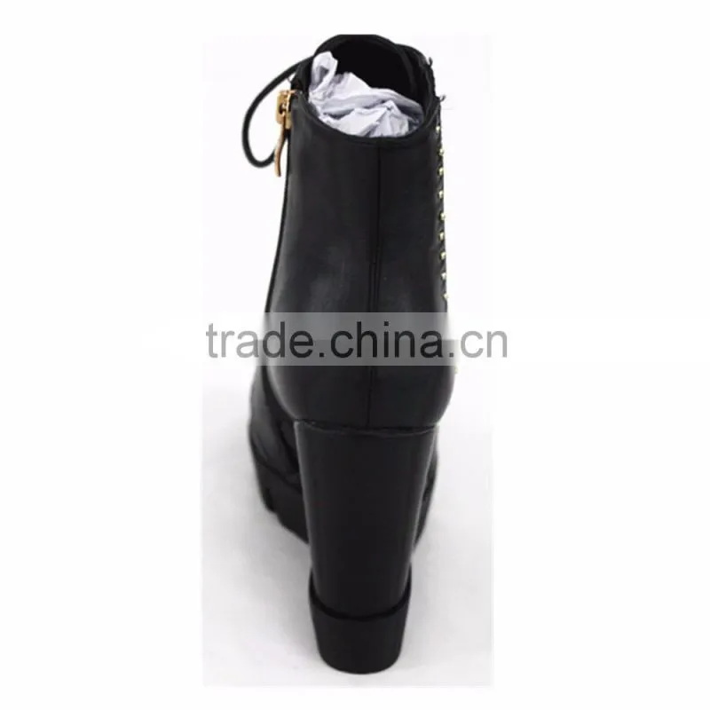 Winter wedge cheap sheepskin boots with neoprene
