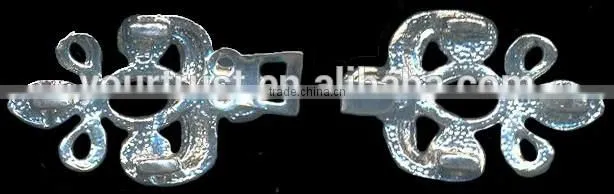 4MM Clear Crystal Rhinestone Garment Clothing Rhodium Metal Pair Buckle