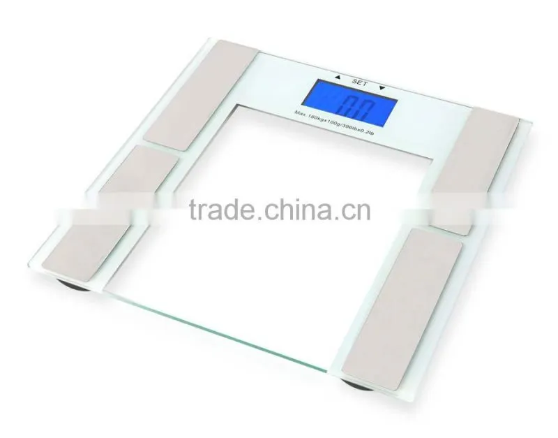 digital body fat analyzer for health care and household use with glass top for measure body fat, bone, water