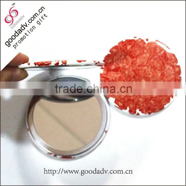 Circular stripes tinplate cosmetic mirror