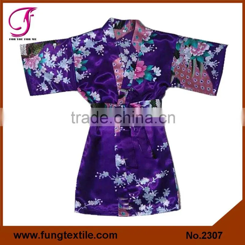 2313 Wholesale Children Peacock Pattern Satin Robe