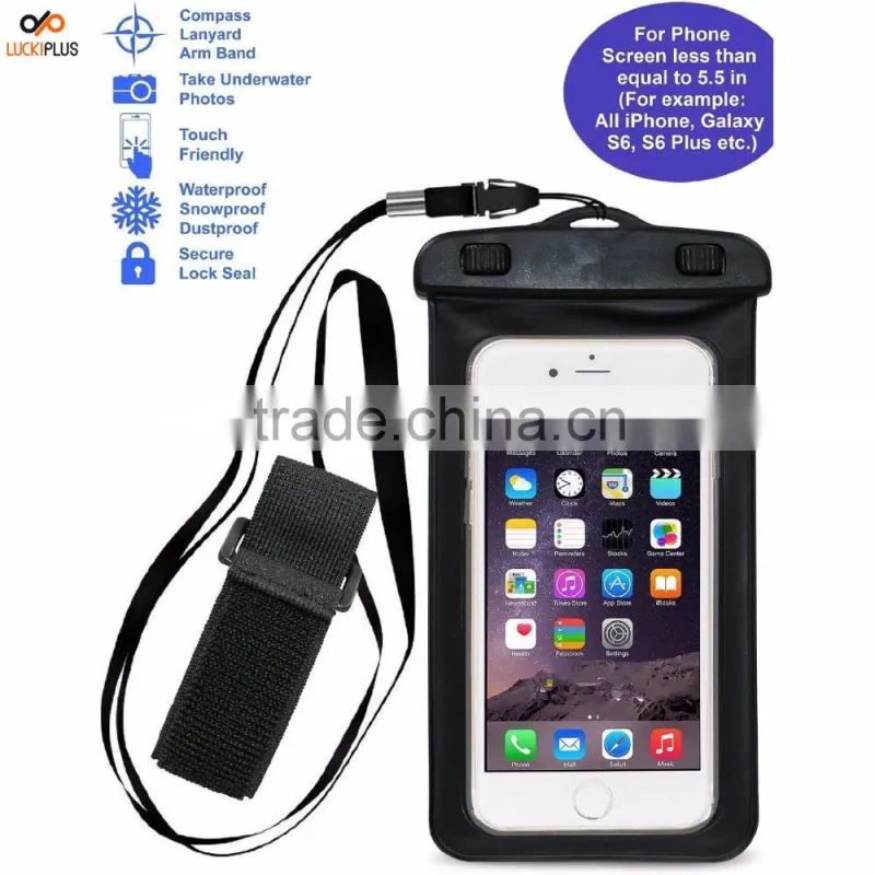 Luckiplus Travel Sport Swimming Phone Bag Waterproof, Snowproof, Dirtproof Case Bag for Phone Orange
