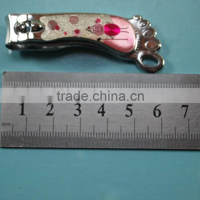 ZJQ-050 Foot shape carbon steel with pretty pattern film finger nail clippers with file