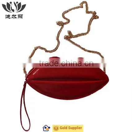 Red lips PU leather shoulder bag