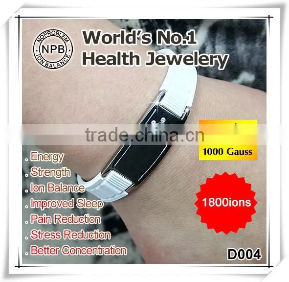 Noprobelm D004 free shipping girl stainless steel charm fashion energy magnetic health crystal silicone bracelets