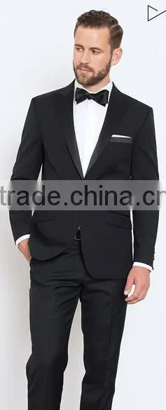 High quality custom made black tuxedo men suits slim fit wedding