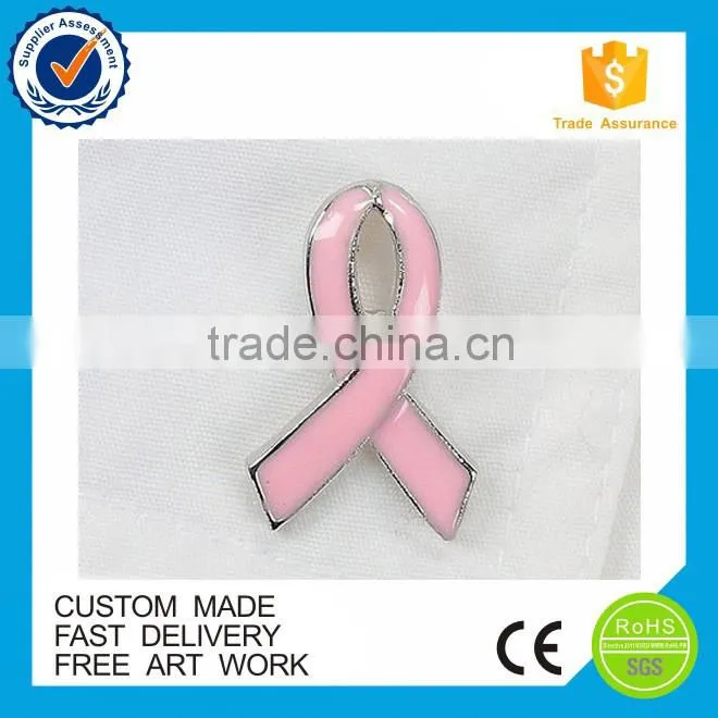 Metal Material and China Regional Feature pink breast cancer ribbon pin