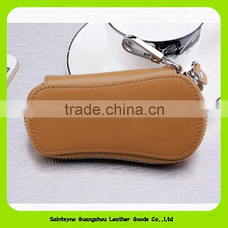 Custom multiple portable compact fancy PU geunie leather car key holder 15069