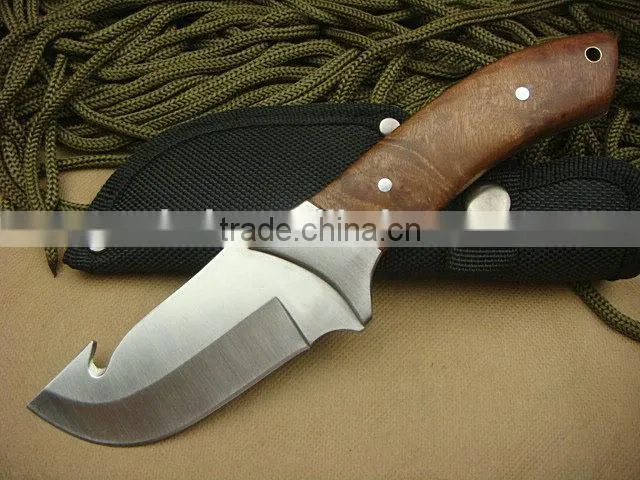 OEM 440C fixed blade knife with wood handle