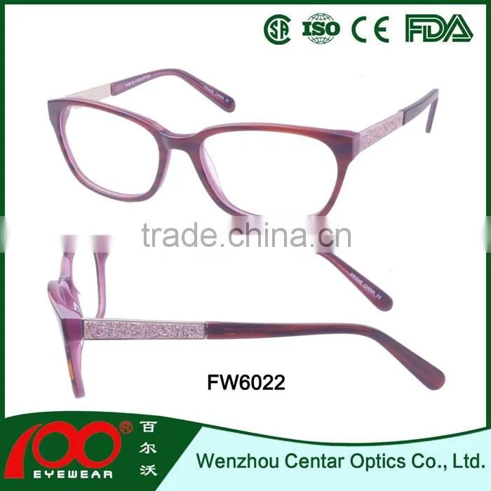 hotsale acetate with metal spring hinge temple spectacle frames eyeglasses