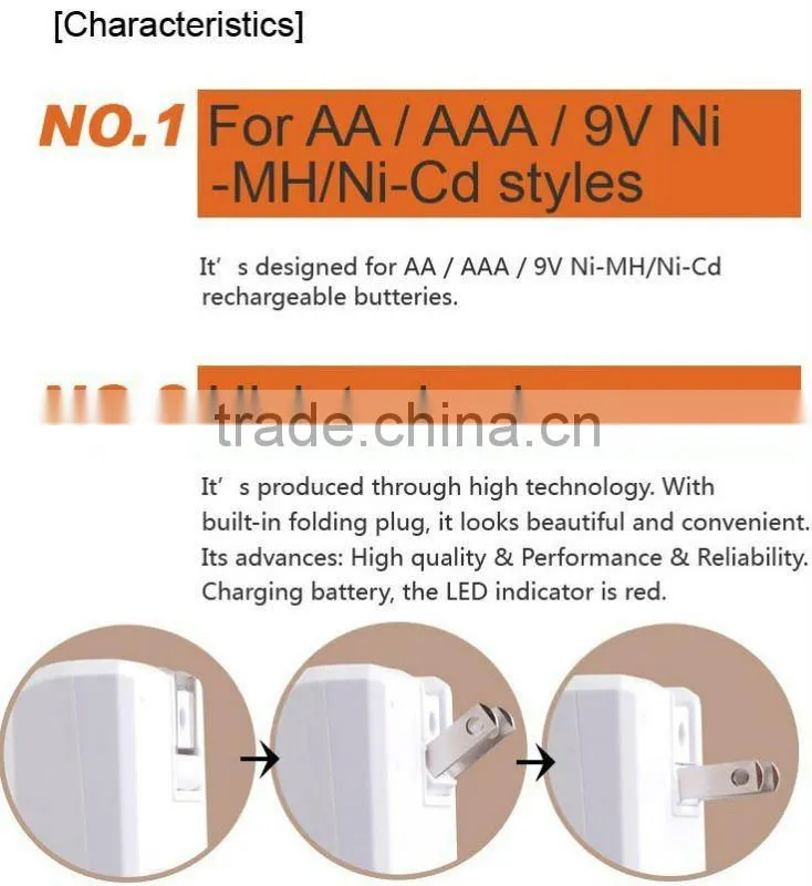 Universal Fast Charger for AA/AAA/9V Rechargeable battery (PN-882)