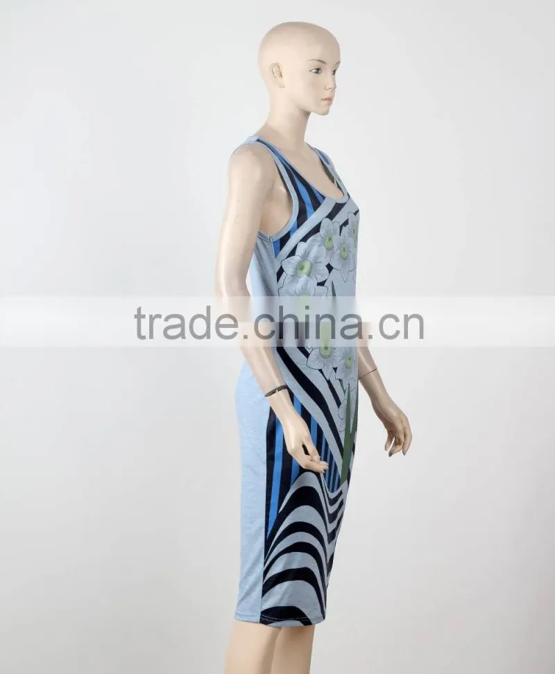 Western Style Formal Jersey Dresses Women Sleeveless Summer Printed Dresses 2016