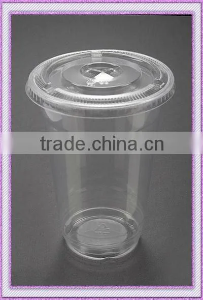 clear disposable 20oz cold beverage cup with lid