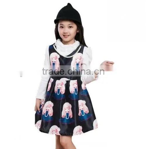2016 high quality cartoon child baby dress model spring summer baby girls dress designs
