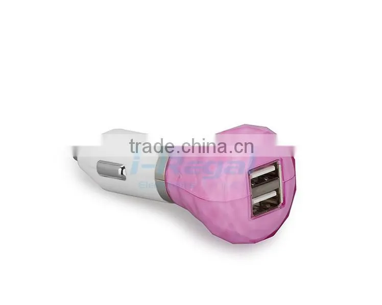 factory CE ROSH certification New design portable dual USB car charger 2.1A with high quality