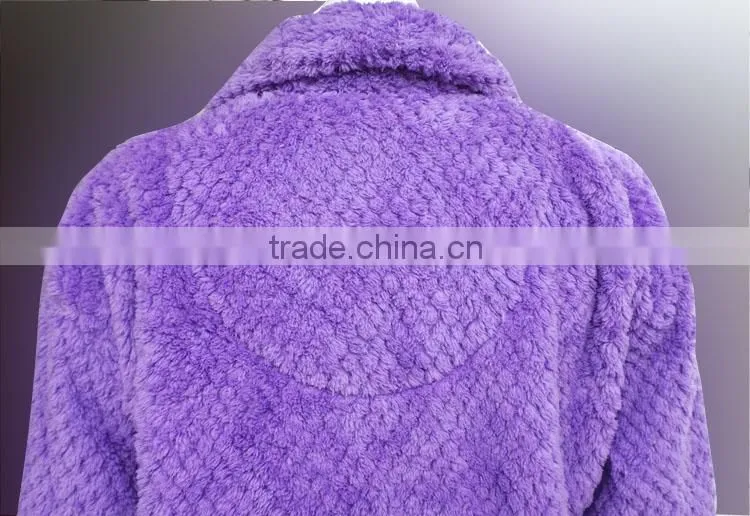 Design high quality super soft home couples robe coral fleece bathrobe with zipper