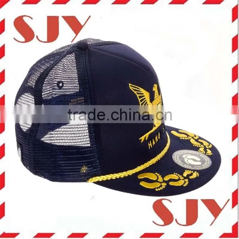 Mens Cool Flat Brim Rope Snapback Trucker Hat