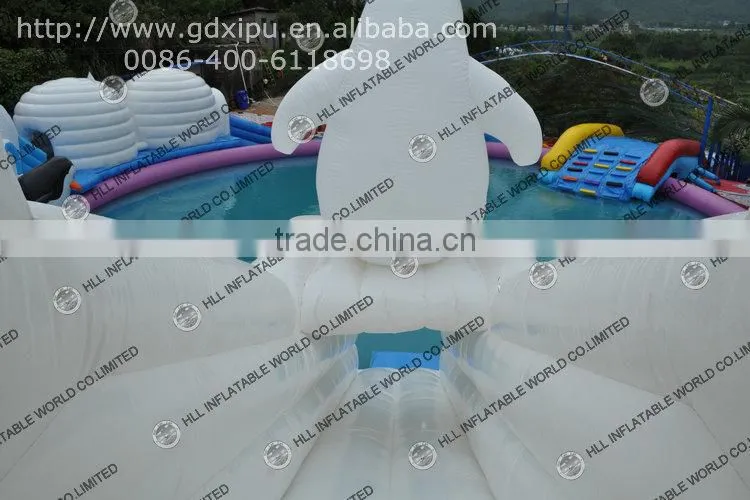 Inflatable water park combo slide and bouncy