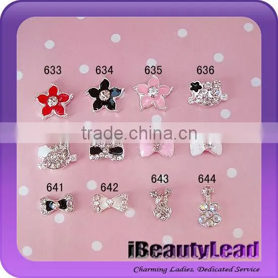 3D nail metal bows nail decoration with rhinestone art nail alloy