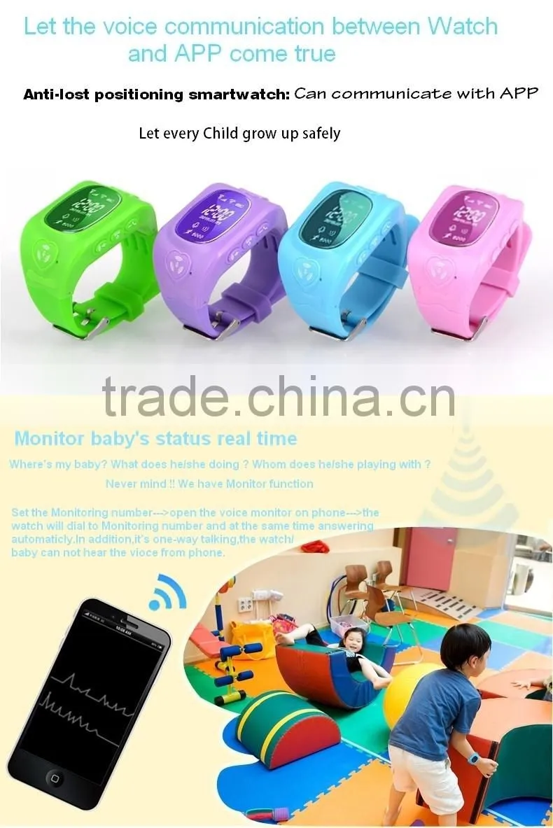 Child wrist watch phone Position monitoring kids gsm gps tracker watch
