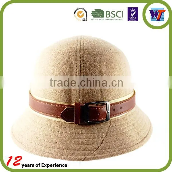 2015 High Quality Women Fashion Cap Custom Wool Felt Hats With Fur Buckle