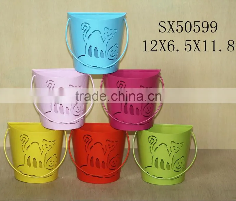Metal Garden Bucket Lavender Flower Pot with animal design